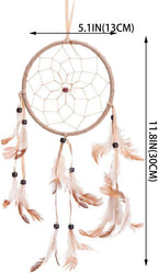 15" Traditional Beige Dream Catcher with Feathers Wall or Car Hanging Ornament Single Circle