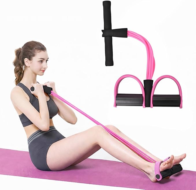 Kammoy 6-Tubes Tension Rope, Multifunction Elastic Yoga Pedal Puller Resistance Band, Natural Latex Tension Rope Fitness Equipment, for Abdomen, Waist, Arm, Leg Stretching Slimming Training