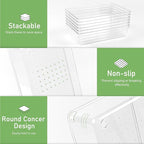6 Pack Drawer Organizers, Plastic Clear Acrylic Non Slip Non Cracking kitchen drawer organizer Stackable Bathroom Drawer Organizer Trays, Storage Bins for Makeup, Bathroom, Kitchen Office