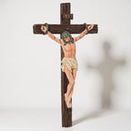 LADDERU Catholic Crucifix Wall Cross, 12 Inch Modern Jesus Christ on Cross INRI Sign, Catholic Hand-Painted Crucifix Wall Decor for Home, Bedroom, Living Room, First Communion & Confirmation Gift