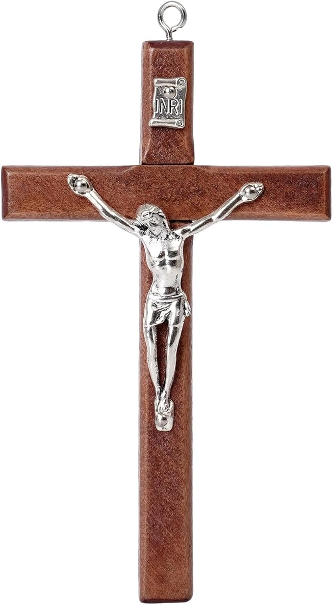 Crucifix Wall Cross, Small Wooden Cross,Wood Crucifix for Wall, 5.11 Inch Wooden Wall Hanging Cross Wall Decor Home Decor