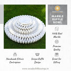 SWADESHI BLESSINGS HandCrafted Marble Ruffle Bowl/Antique Scallop Bowl/Fruit Bowl/Vintage Ring Dish/Decorative Flower Dish/HouseWarming Gift/Wedding Gifts/Urli (7 Inches)