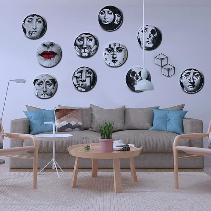 Lina Cavalieri Plate, Wall Decorative Plate, Mysterious Face Plate Wall Hanging Decoration,Including Bracket And Special Spring HooK, (Style-4, 8inch)