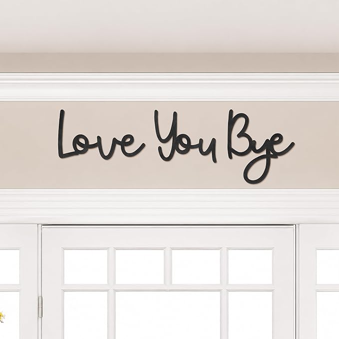 Dripykiaa Wall Decor 31.5" Love You Bye Sign Hanging Hallway Decoration Express Love and Warm for Your Family Lover Wife Husband Hallway Entryway Door Wall Art Boho Decor