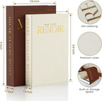 Aesthetic Decorative Books - Set of 2 Linen Fake/Faux Books Enhance Your Coffee Table, Living Room, Bookshelf, Bedside Table or Mantle, Stackable Modern Home Decor, Photo Storage and as a Keepsake Box