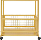 16-Layer Scarf Display Stand, Rolling Scarf Organizer Holder Hanging Rack with Wheels & Storage Basket for Retail Store Boutique Display Bedroom, W26.5*D16.9*H59in (Gold)