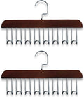 Belt Hanger 2Pcs Belt Hanger with 16 Hooks Bra Hangers for Closet,Space-Saving Wooden Closet Hanger Organizer for Ties, Scarves, Bras,Tank, Tops(Brown)