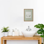 Funny Kids Bathroom Wall Art Cute Boy in Bathtub Wall Decor Picture, Eclectic Child Nursery Bathroom Poster Canvas Prints painting for Restroom 16x24 inch Wood Framed