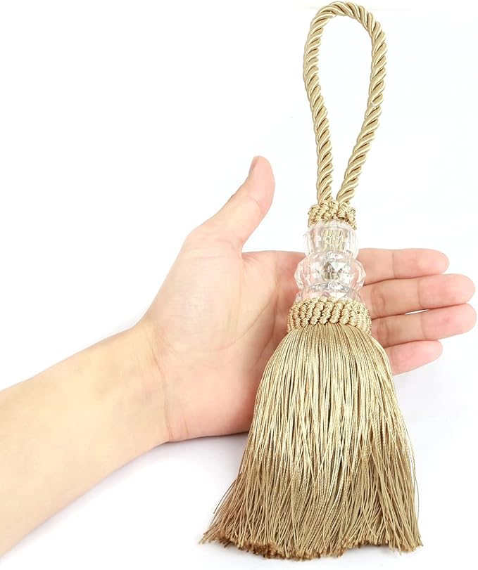 2 Pack Gold Tassels with Loops, Door Knob Tassel Large Handmade Tassel Craft, DIY Accessories for Home Decoration (Gold, 2)