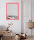 AAZZKANG Rectangle Mirror with Wood Frame Modern Farmhouse Wall Mirrors Decor Large 26"x18" for Bedroom Bathroom Living Room Pink