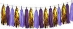 15Pcs Purple and Gold Paper Tassel Garland,Tissue Tassel Banner for Party Decorations