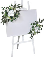 2X Wedding Arch Flowers Decorative Swags Floral Swag Welcome Sign Decoration for Party, White Flowers