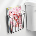 mDesign Metal Wall Mount Decorative Magazine Rack Organizer Bin Holder, Basket for Living Room, Bathroom, Bedroom, Home Office - Holds Books, Newspapers, Tablets - Concerto Collection - Graphite Gray