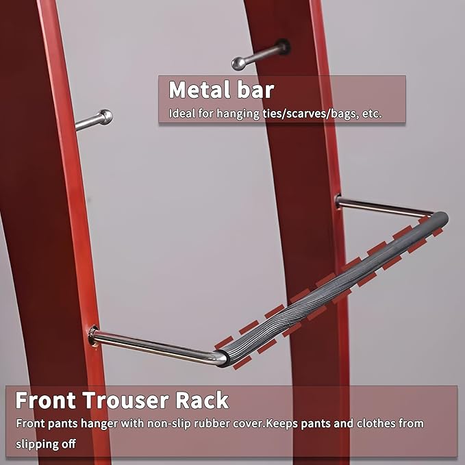 Suit Valet Stands for Women and Men Wooden Suit Valet Stand with Contour Hanger Trouser Bar and Top Storage Tray Contour Hanger Chair Valet for Entryway Bedroom(A)
