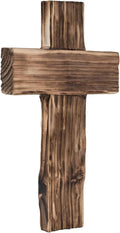 Christian Wood Cross Wall Decor - Minimally Primitive Wood with Textured Style Wooden Wall Hanging Cross Farmhouse Vintage Retro Home Decer (Minimalist Style)