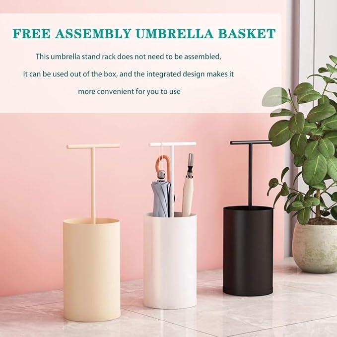 Compact Umbrella Stand for Home, Modern Design with Handle, Indoor Umbrella Storage Holder, Stylish Black Umbrella Organizer for Easy Access and Space-Saving