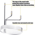 Suzile 4 Pcs Adjustable Metal Arm Display Stand Easel with Acrylic Base Rock Display Easel Holder Acrylic Crystal Clear Plate Stand for Geodes Mineral Agate(Silver,2.8 x 2.8 x 4.1 Inch)