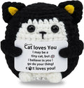 Funny Handmade Crochet Cat for Women Men, Positive Emotional Support Cat, Valentine's Day Gift, Birthday Basket Gift for Home Decorations