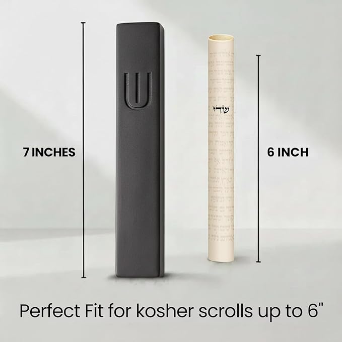 SURI Mezuzah for Door with Scroll – 7 Inch Modern Mezuzah Case with Non Kosher Scroll Included, Fits up to 6” Scroll, Easy Adhesive Installation, Gift Box Included