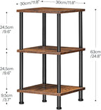HOOBRO 3-Tier Corner Shelf Stand, Corner Square Rack Display Shelf, Tall Storage Plant Stand, Bookcase for Small Spaces, Living Room, Home Office, Kitchen, Rustic Brown and Black BF153CJ01