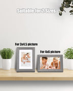 Egofine 4x6 Picture Frames Set of 4, Made of Solid Wood Covered by Plexiglass 3x4.5 and 3.5x5 with Mat or 4x6 without Mat, for Table Top Display and Wall Mounting Photo Frame, Light Grey