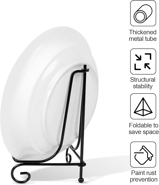 Vivinin 6 Pack Plate Stands for Display, Holder for 4 Inch Pictures, Metal Frame Stand and Artwork Display
