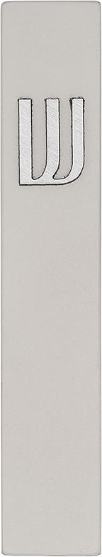 A&S Mezuzot Modern Concrete Mezuzah Case with Scroll, Easy Peel and Stick Mezuza (Grey+ Silver Shin, 6 Inches)
