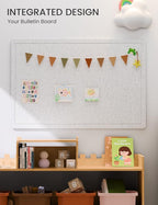 Fluxynara Bulletin Board,35.4" x 23.6" Cork Board Alternative with 12 Safe Removable Adhesive Tabs, Foldable Felt Pin Board for Home Office, Classroom, Bedroom,Entryway for Walls—Light Gray