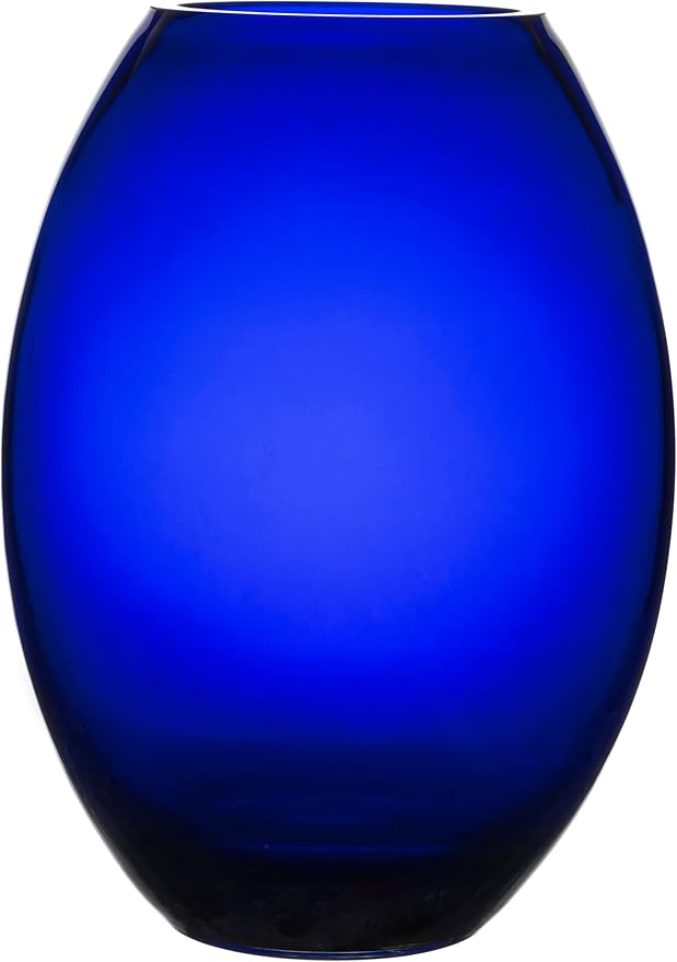 Barski Glass - Handmade - 12" H - (12 inches High) - Barrel Vase - Cobalt Blue - Made in Europe