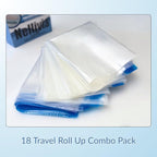 18 Pack Compression Bags for Travel, Roll Up Space Saver Bags for Clothes Storage, Vacuum Storage Bags Compact Packing travel organizer for Luggage, Suitcase, Backpack,