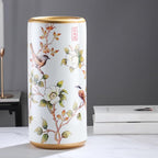 Commercial Ceramic Vintage Umbrella Stand Hand-appliqué Chinese Large capacity Umbrella Holder Organizer Umbrellas Storage Bucket for Entryway(A)