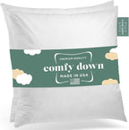 ComfyDown 18X18 Decorative Throw Pillow Insert, Down and Feathers Fill, 100% Cotton Cover 233 Thread Count, Square Pillow Insert - Made in USA (Set of 2)