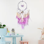 Purple Dream Catcher Wall Decor Feather Dream Catchers with Crystal Tree of Life Pendant Handmade Dreamcatcher Wall Hanging Ornament for Bedroom Living Room Home Decor