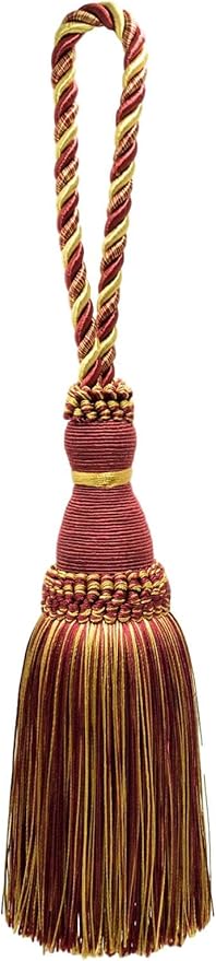 DÉCOPRO Beautiful Large 8" (20cm) Tassel (KTH8) Burgundy Gold Red Multicolor #1253 (Carmine Red Yellow Gold Dark Red) Individually Sold