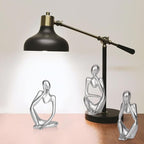 Sandstone Resin Thinker Style Abstract Sculpture Statue Collectible Figurines Home Office Bookshelf Desktop Decor (Small Silver, 3pcs)