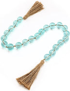 Misdary Modern Glass Beads Garland with Tassels, Blue Home Accent for Home Tray Shelf Coffee Table Living Room, Boho Decor Indoor Outdoor Stylish Tabletop Decoration, 25.6 Inch