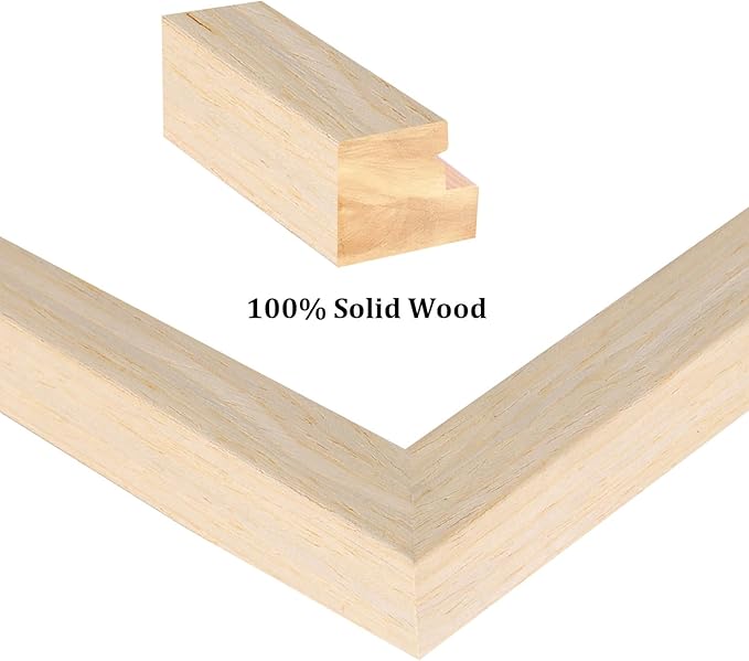 Egofine A4 Picture Frames Set of 4, Made of Solid Wood Covered by Plexiglass 5x7 and 6x8 with Mat or A4 without Mat, for Table Top Display and Wall Mounting Photo Frame Oak Wood