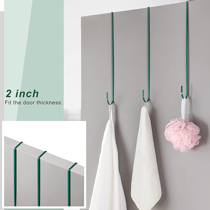 Hotop 15 Inch 4 Pcs Wreath Hangers for Front Door Steel Metal Wreath Doors Hanger Over The Door Hanger Hook Indoor or Outdoor for Christmas Halloween Front Decorations Welcome Sign(Green)