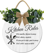 Modern Kitchen Decor,Kitchen Rules Rustic Round Wooden Sign,For Home, Office, Store Or Restaurant