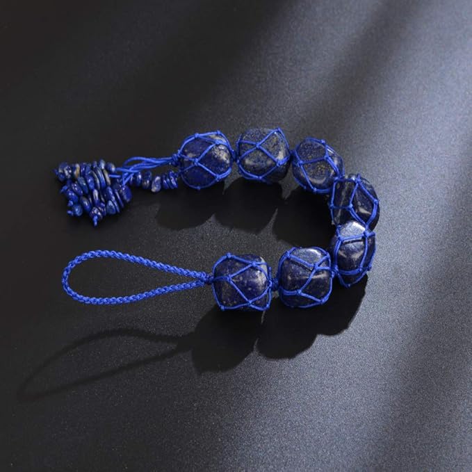 Handmade Natural Lapis Lazuli Crystal Car Hanging Ornaments for Home Decoration Feng Shui Ornament Yoga Meditation Car Decoration Tumbled Palm Stones