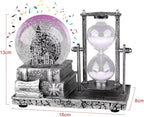 LED MusicCrystal Snow Globe， Sand Timer ，Hourglass,Home Decor,Table Decor for Living Room ，Office Desk Decorations[ Silver Ferris Wheel ]