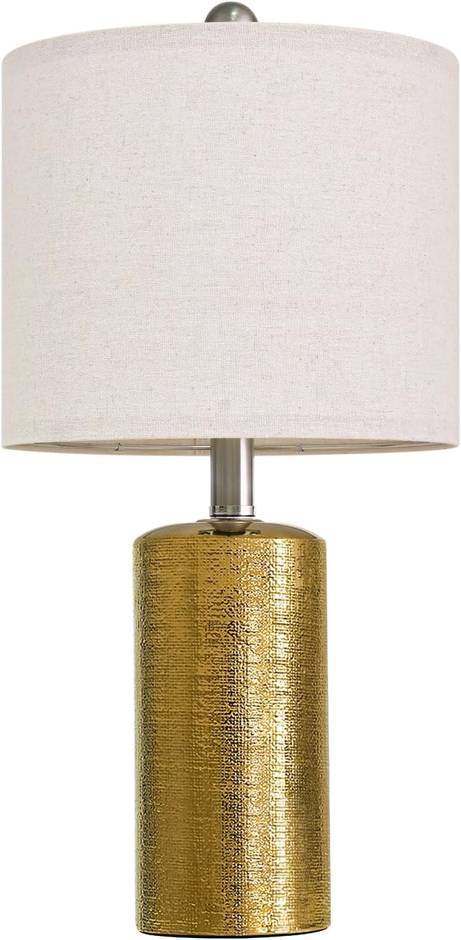 G-SAFAVA 20.5" Small Table Lamps for Living Room Lamp Single Ceramic Lamps for Bedroom Bedside Lamps Modern Boho Lamps for Night Stands Farmhouse Nightstand Lamp Side End Table Lamp, Gold