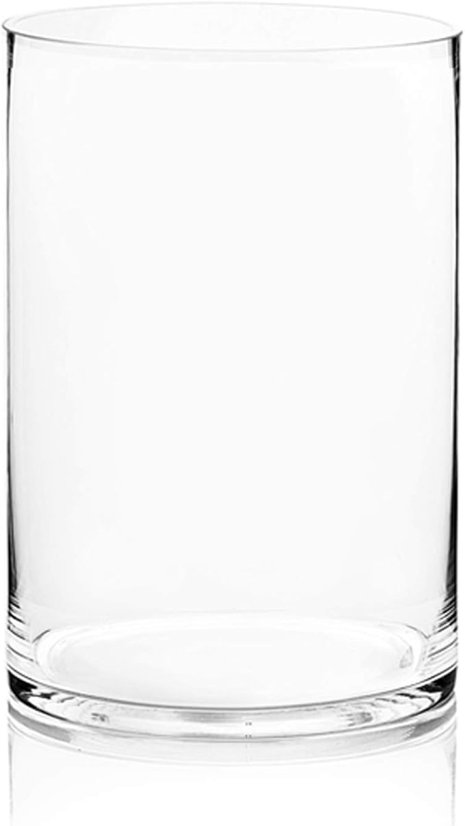 WGV Cylinder Vase, Width 8", Height 12", Clear Wide Large Diameter Flower Glassware, Floral Container, Planter Terrarium for Wedding Party Event, Home Accent Decor, 1 Piece