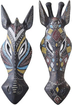 OTARTU 5 by 14 inch African Animal Zebra Mask Wall Decor Sculpture Hand Carved Geometric on Surface,Africa Tribe Style (Zebra)