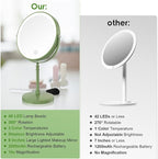 DEIOVWXS Makeup Mirror, 3000mAh Rechargeable Double-Sided Magnifying Vanity Mirror with 3 Colors, 1X/10X, Adjustable Brightness, Gifts for Mom, Mothers Day, Women, Wife, Girls, Dorm Room Essential