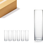 WGVI Quality Thick Weighted Tall Clear Cylinder Glass Vases, 4" W x 14" H, Flower Arrangement Floating Candle Holders Wedding Centerpieces Floral Container Home Decor, Bulk Wholesale, 6 Pcs