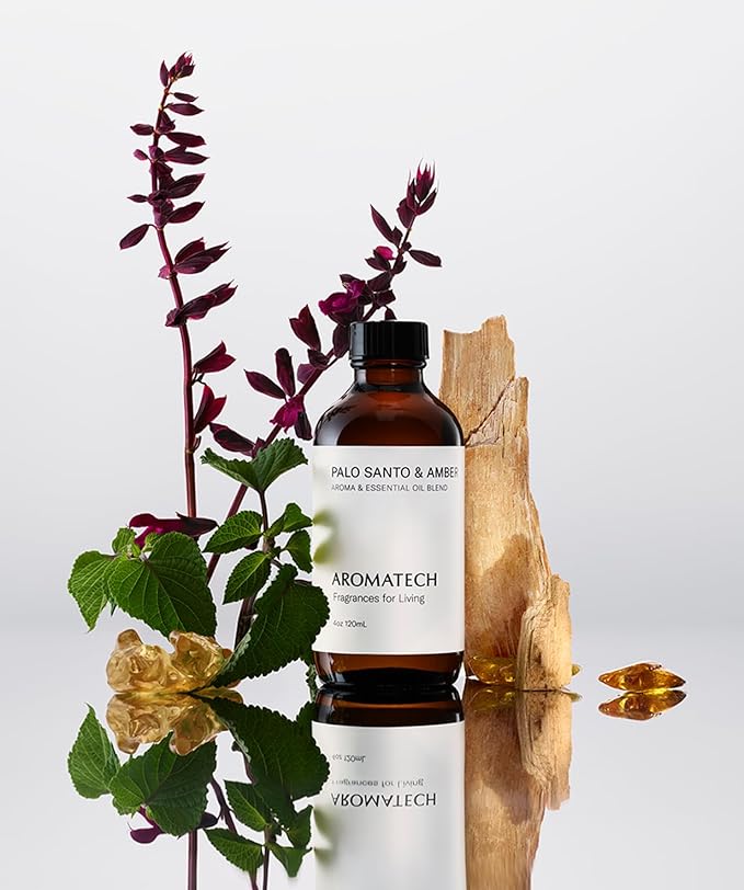 AromaTech Palo Santo & Amber Premium Aroma Oil – Grounding & Inspiring Home Fragrance with Notes of Clary Sage & Lavandin for Scent Diffusers, Cold-Air and UltraSonic Scent Machines (120 mL)