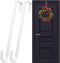 12 in Wreath Hanger White Wreath Hangers for Front Door 2 Pack Wreaths Hangers Hook Over The Door Hook Christmas Wreaths Holder Halloween Xmas Easter Outdoor Home Party Decorations