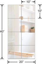 Ruomeng Full Length Wall Mirror Tiles - 10" x 10" x 8Pcs Frameless Full Body Mirror Tiles Wall Mounted Mirror for Home Gym Vanity Bedroom, Living Room