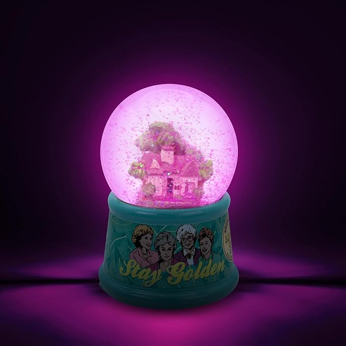 The Golden Girls Shady Pines Light-Up Mini Adult Snow Globe with Swirling Glitter Display
